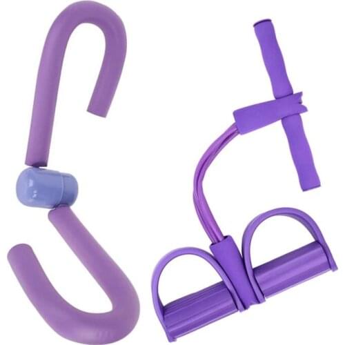 4 Tube Pedal Exerciser + PVC Leg Thigh Exercisers Gym Sports Thigh Master Muscle Arm Waist Workout Machine Fitness Equipment