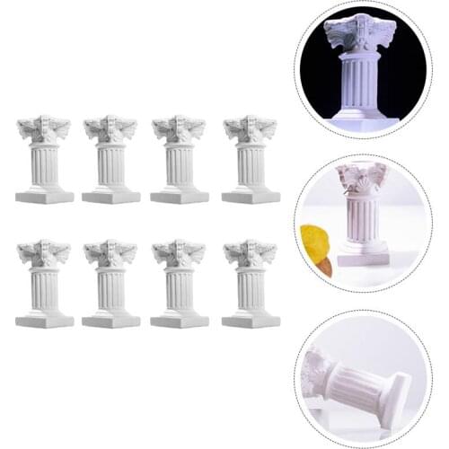 8Pcs Roman Pillar Statues Garden Statues Photo Props Scene Landscaping Decor Candlestick Base Roman Column Shooting Props