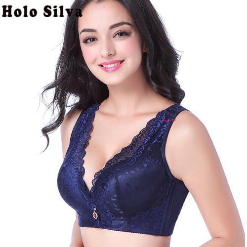 Women Vest Bra Brassiere Wire Free C D Cup Large Size 40 42 44 46 Plus Size Bra Red Blue Black Push Up Bras for Women Underwears