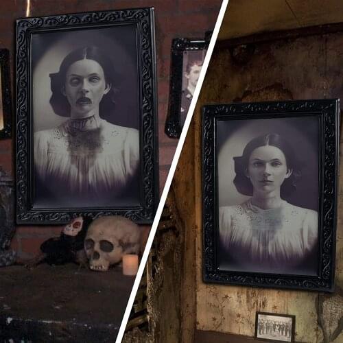 Decorative Painting Halloween Bar Haunted House 3D Ghost Festival Face Change Photo Painting Frame Stage Decoration Prop Horror