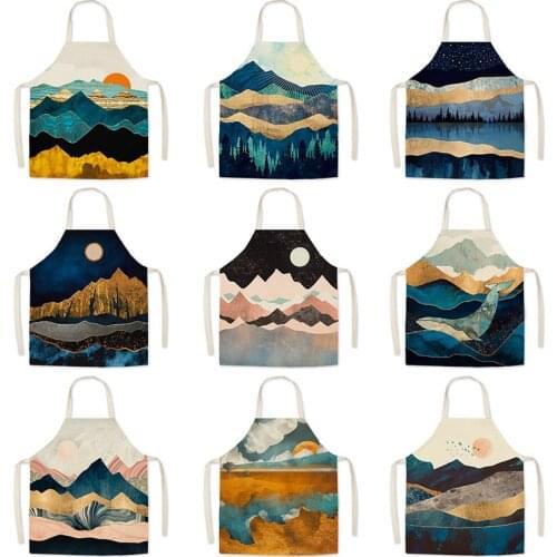 Mountain river and lake pattern Apron for hairdresser apron for kitchen kitchen apron women Kitchen apron Apron for kitchen