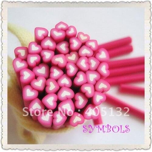 G-04 Free Shipping 100pcs/lot 5mm Rose Heart Cane Fancy Nail Art Polymer Clay Cane Nail Art Decoration