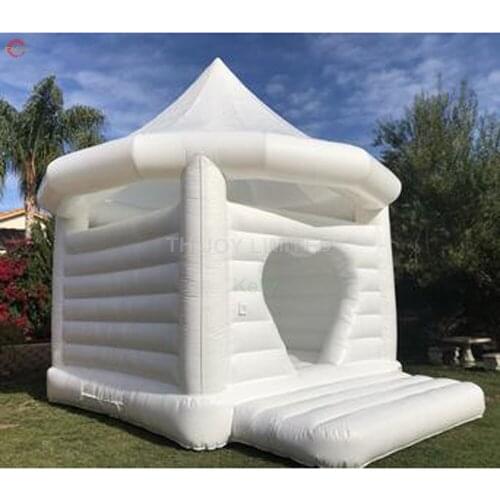 4.5*4.2m giant inflatable white bouncer with roof cheap air bounce castle for outdoor wedding ceremony