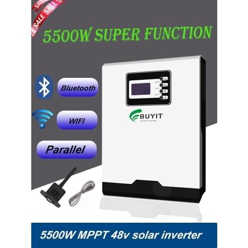 5500W 5KVA Off Grid Hybrid 48V Solar Inverter 100A MPPT 120~450VDC With WIFI Bluetooth and Parallel Function Can Work no battery