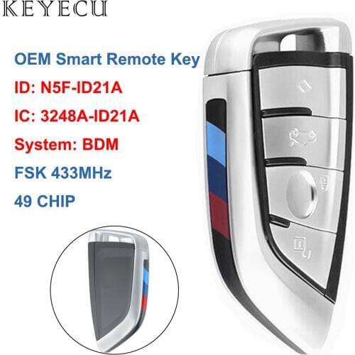 Keyecu BDM System Original Smart Remote Key Fob FSK 433MHz for BMW G20 G30 G32 G11 G15 G29 Silver, FCC ID: N5F-ID21A