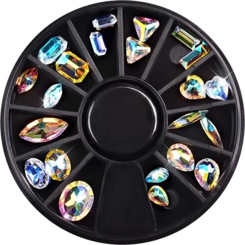 Swarovsky 12 Grids Crystals Gems Mix 12 Design Rhinestones For 3D Nail Art Decorations Flatback Shaped Strass Stone