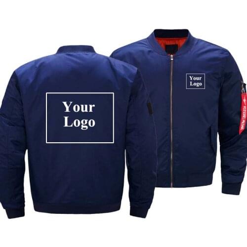 Bomber Jacket pilot jacket male padded coat waterproof thin autumn logo print stylish customized Extra large Military dropship