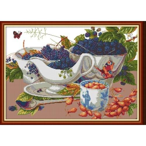 Wild fruit cross stitch kit aida 14ct 11ct count print canvas cross stitches needlework embroidery DIY handmade