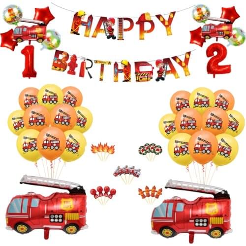 OEING Cartoon Air Balloons Cars Fire Truck Balloon Confetti Balloons Children Birthday Party Decorations Kids Baby Shower Boy