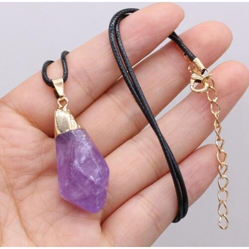 Fashion Natural Stone Necklace Reiki Heal Amethyst Energy Pillar for Lady Pendant Necklace Jewelry Elegant Party Gifts