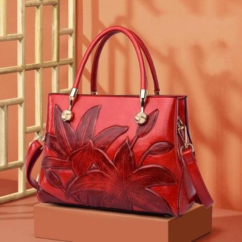 Purple spirit bird Red Women's Bags