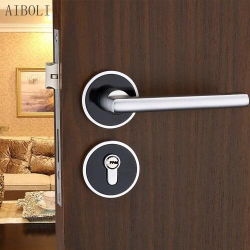 Split Lock Black Space Aluminum Solid Door Lock Indoor Bedroom Lock Bearing Mechanical Handle Hardware Lock