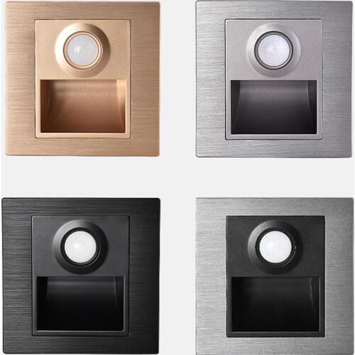High-quality good Aluminum Wall Light Motion Detector+Sensor LED Stair Light Recessed Step Lamp Ladder Night light foyer kitchen