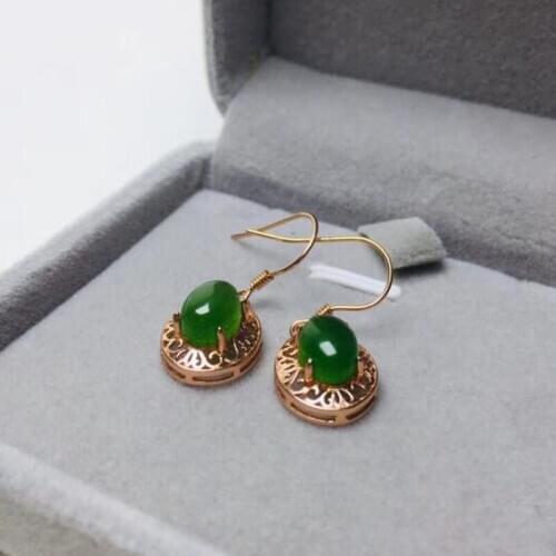 Natural Hetian Jasper Earring 925 Sterling Silver Fine Gems Jewelry For Women Christmas Gift