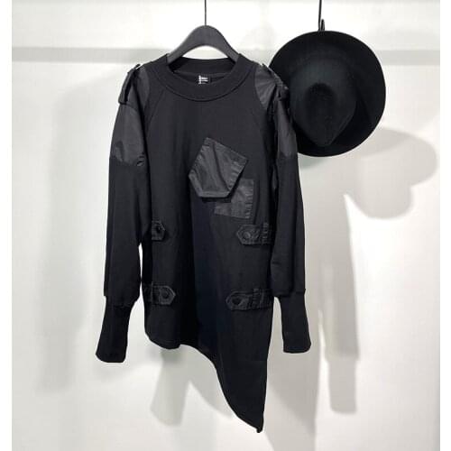 Owen Seak Men Cotton Sweatshirts Pullover Gothic Style Mens Clothing Spring Autumn Women Solid Black Bottoming Shirt