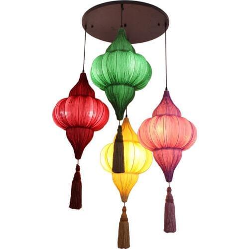 Chinese Style Bedroom Fabric Pendant Lights Traditional Dining Room Pendant Lamp Living Room Pendant Lighting Fixtures