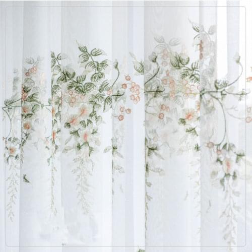 Floral Embroidered Tulle Window Curtains For Bedroom Korean Sheer Voile for Livingroom Treatments Kitchen Cortinas Drapes Decor