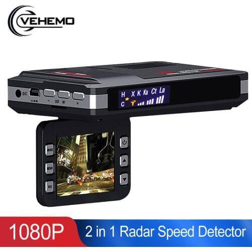 Vehemo VG1 Radar Speed Detector Dash Camera Russian&English Voice Photography 2in1 2Inch Driving Recorder Camera