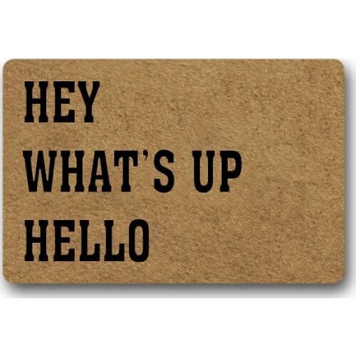 Funny Printed Doormat Non-slip Doormat "hey whats up hello" Designed Door Mat Entrance Floor Mat 18x30inch