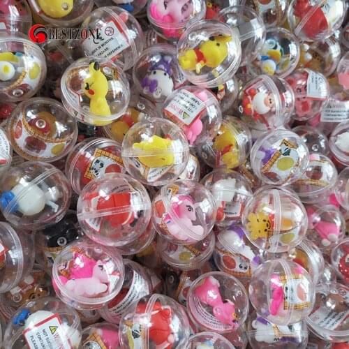 100Pcs 45MM Transparent Plastic PS Surprise Ball Capsules Toy With Different Figure Toys For Vending Machine In Shilly Doll Ball