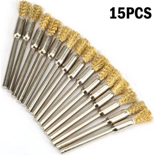 15 Pieces For Power Drill Brushes Brass Wire Replacement Shank Tools Equipments