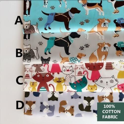 160CM*50CM DOG CAT nursery cotton fabric sewing baby cloth infant linens kids bedding quilting tecidos patchwork sewing tissue