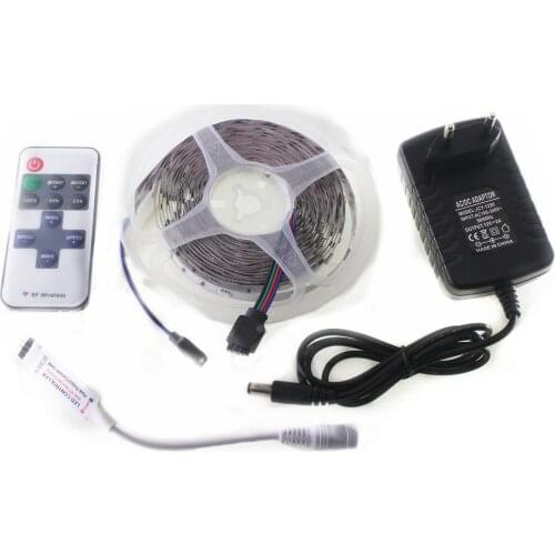 5M SMD 5050 RGB 30 LED Strip Light RF 11Key IR Remote Controller 12V LED Power Adapter