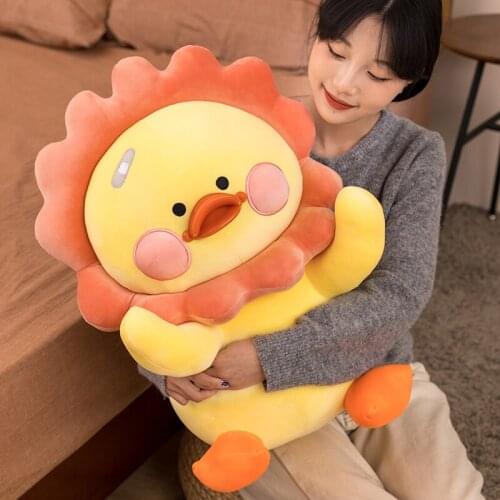 55/70cm Big Size Cute Kawaii Yellow Duck Plush Toys Lovely Animal Duck Pillow Stuffed Dolls for Baby Kids Xmas Birthday Gifts