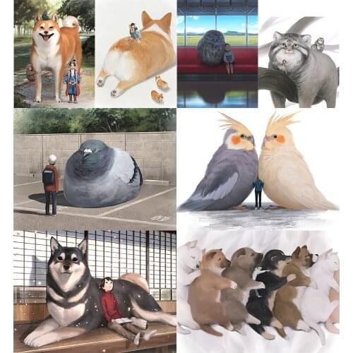 YANLIANGZUQI 5D DIY Full Circle Diamond Embroidery Hand-painted "Pet Strikes" Handicraft Exquisite Home Decoration Painting