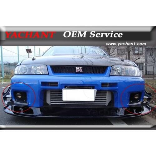 Car-Styling FRP Fiber Glass Front Canards 4 Pcs Fit For 1995-1998 Skyline R33 GTR OEM Front Bumper AS Style Canards