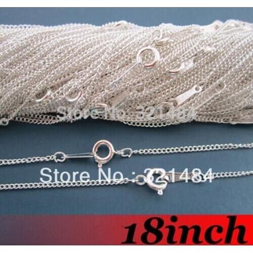 Free Ship! 100piece 2mm 18'' Silver Plated Curb Metal Link Chain Necklace with Spring Clasp Findings For Pendant Jewelry