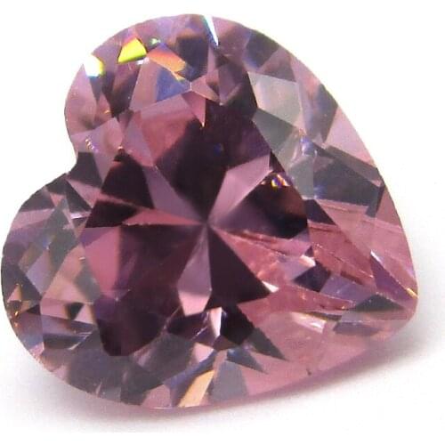 Free Shipping 50pcs/Lot 3x3~12x12mm Heart Cut Cubic Zirconia CZ Stone Pink Color Synthetic Gems For Jewelry