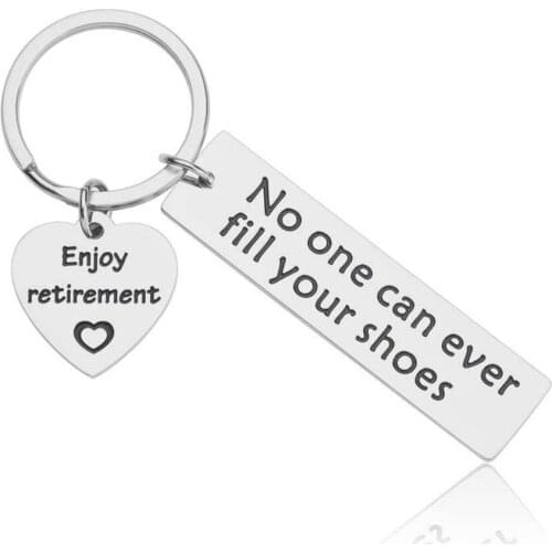 Retirement Keychain Gifts for Coworker- No One Can Ever Fill Your Shoes Enjoy Retirement Gift for Assistant Dentist Teacher