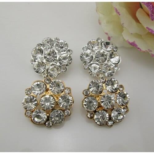 BT214 22mm)5pcs metal shank rhinestone buttons embellishment hair flower center scrapbook