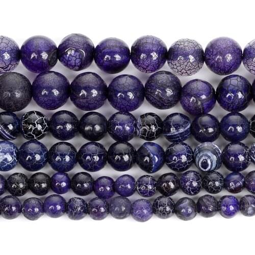 Natural Stone Beads Purple Crack Dragon Veins Agates Round Beads For Jewelry Making DIY Bracelets Accessories Beads 6/8/10MM