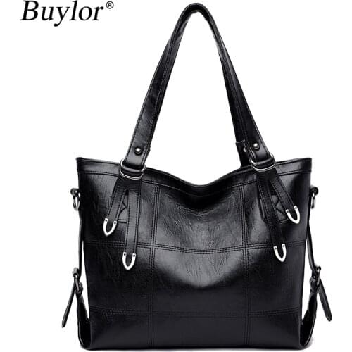 Buylor Women Handbag PU Leather Shoulder Bag Large Capacity Retro Messenger Bag Ladies Top-Handle Bag