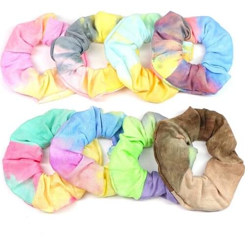 Women Tie Dye Hair Bands 2pcs/Bag Hair Scrunchies Elastic Silk Hair Ties Hairband Lady Rubber Band Headdress Hair Accessories