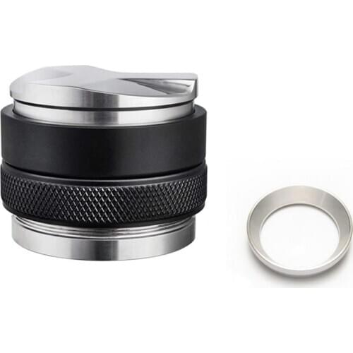 Double Coffee Tamper,Coffee Funnel Ring Powder Ring,Espresso Coffee Press Silver 58mm Tamper Coffee Shop Supplies