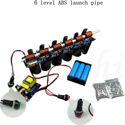 Freeshipping 6 level electromagnetic gun ABS pipe high voltage with display and Steel ball