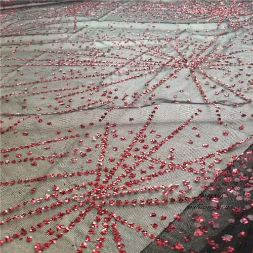 Fireworks African French Mesh Lace Glitter Sequins Fabric DIY Evening Dress Decoration Sewing Materials Accessories