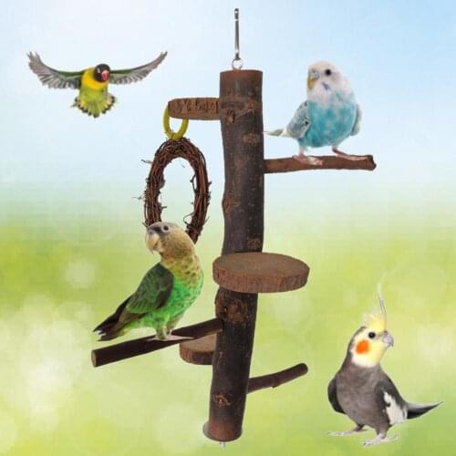 Fixable Detachable Wooden Parrot Perch Toy Stable Parrot Perch Easy-carrying for Pet Owner