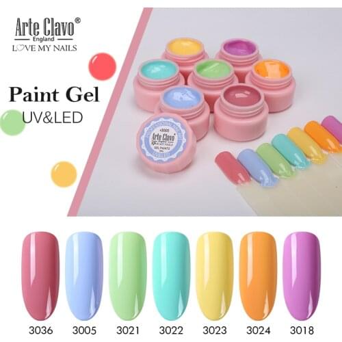 Arte Clavo 5ml Painting Gel Nail Art Design Manicure Soak Off Enamel Gel Polish UV Gel Nail Polish 72 Color Glitter Nail Lacquer