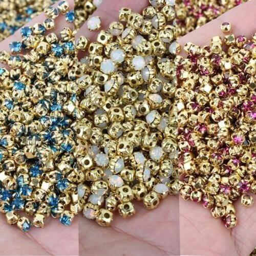 Hot sale !17 Color Sew on Rhinestone Gold Claw Stones 4mm/5mm/6mm/7mm for dresses decoration DIY Accessories free shiping
