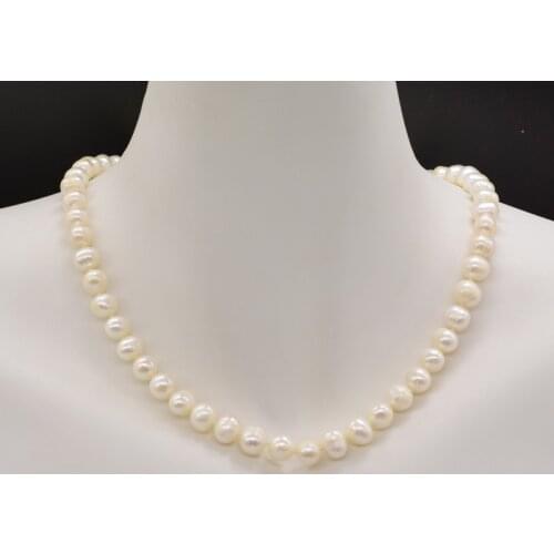 8MM classic natural freshwater pearl necklace. 100% natural cultured pearls. Place of Origin: Taihu Lake Pearl, China 18"