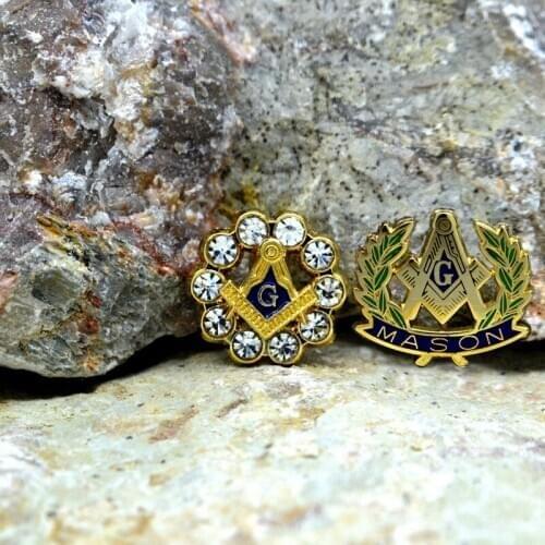 2set Freemasonry Brooches Metal Lapel Pins Order of the Eastern Star Creative Olive Branch Pattern Badges Mans Suit Decor