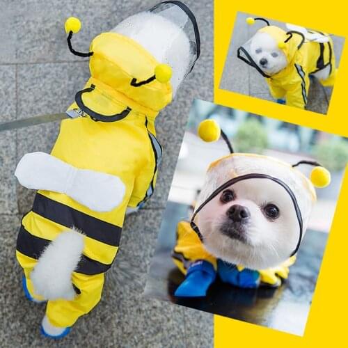 Fashion Pet Dog Raincoat Hooded Reflective Puppy Small Dog Cat Rain Coat Waterproof Jacket Soft Breathable Mesh Dog Clothes