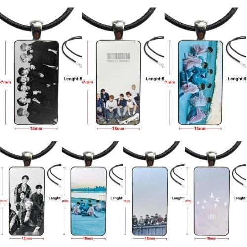 Fashion Glass Cabochon Pendant Necklace With Women Steel Plated Statement Jewelry For Women Girls Got7 Kpop Korea Boy Band Girl
