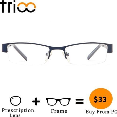 TRIOO Half Frame Prescription Glasses Men Transparent Clear Male Optical Spectacles Myopia Nearsighted Lnes Minus Eye Glasses