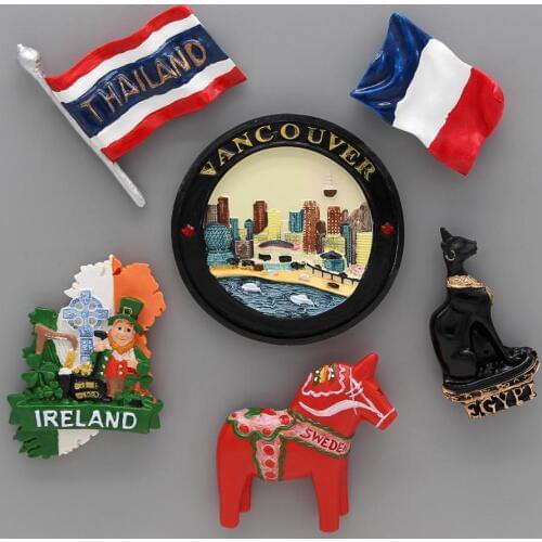 Refrigerator sticker world tourism souvenir Canada Vancouver Egypt cat France Thailand Sweden horse Ireland man fridge magnet