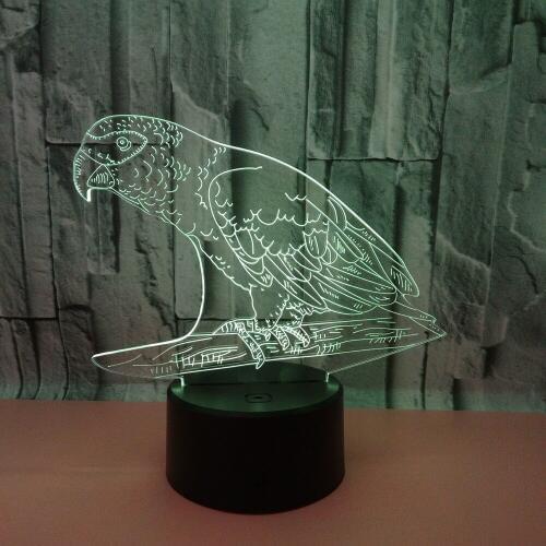 New Parrot 3d Night Lamp Seven color Touch Control Led 3d Table Lamps Usb Factory wholesale 7 color change Desk Lamp